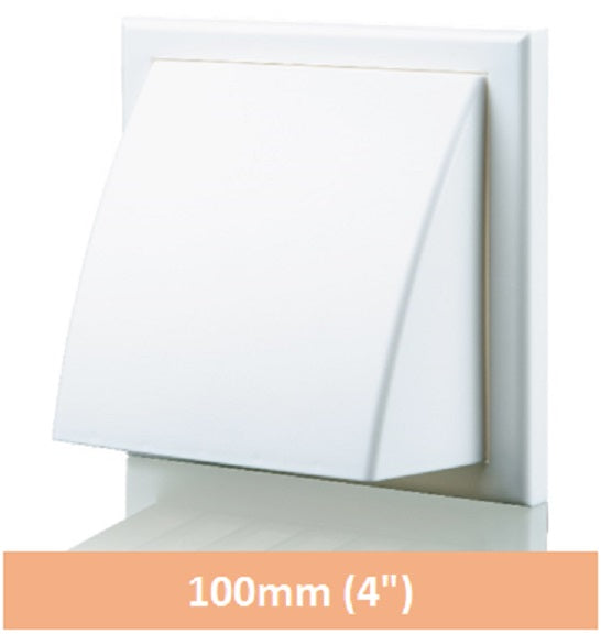 4" Wall Vent Cowled White 100mm