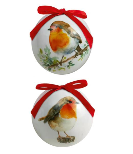 75mm Robin Baubles In Gift Box 14pce