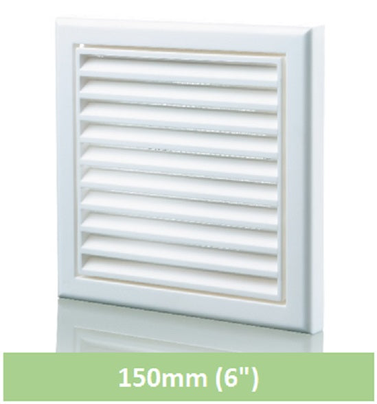 6" Fixed Louvre Vent White 150mm