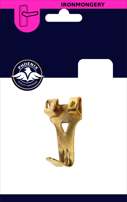 PHX No 3 Picture Hook Brass Double