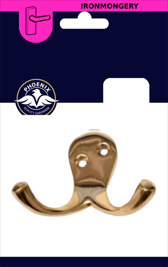 PHX Twin Brassed Robe Hook