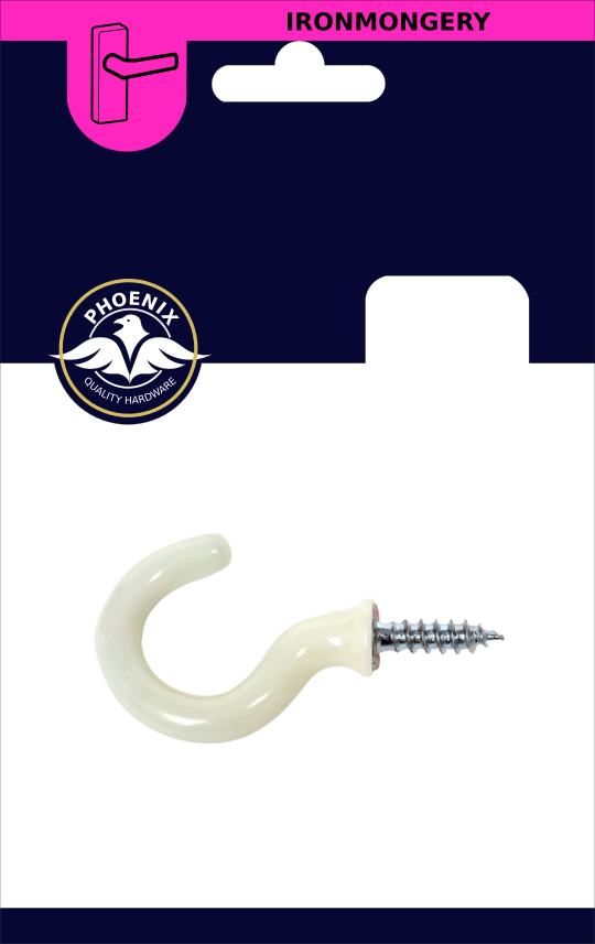 PHX 1 1/2" Cup Hook White