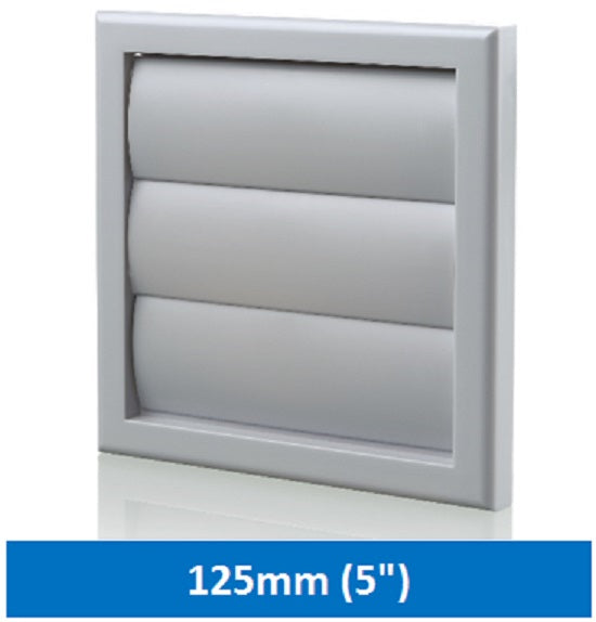 5" Wall Vent Flapped Grey 125mm