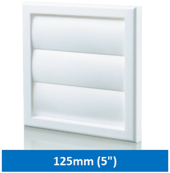5" Wall Vent Flapped White 125mm