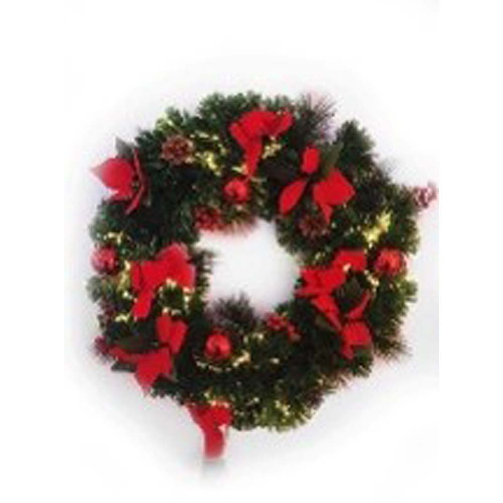 60cm Wreath Fibre Optic With Decorations
