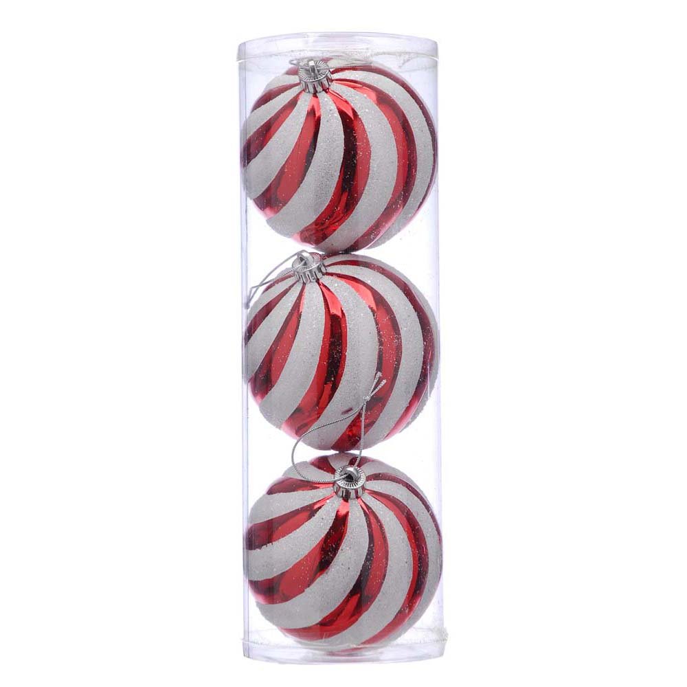 Pack of 3 x 15cm Red/White Stripe Balls