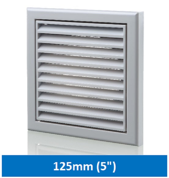 5" Wall Vent Fixed Louvre Grey 125mm