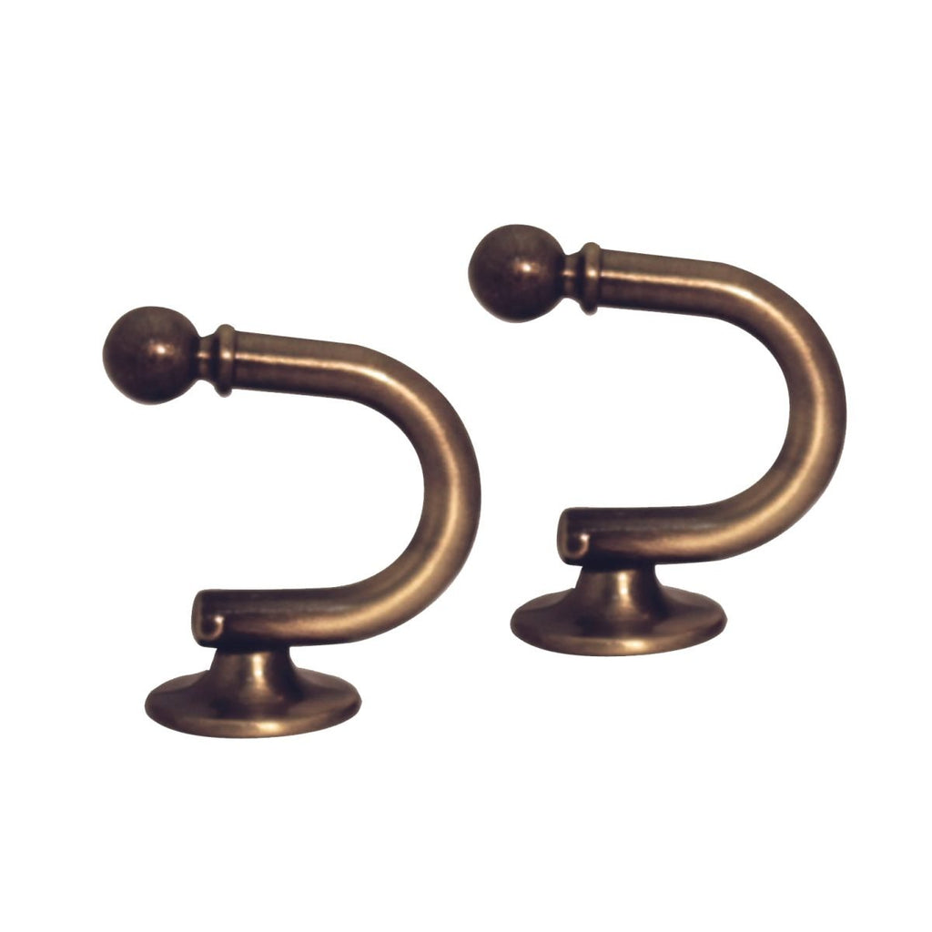 De Vielle Essentials Curtain Hooks Tie Backs Antique Brass 2pk