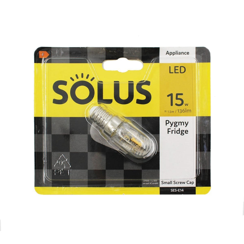 Solus 15w=1.5w LED SES Clear T25 Pygmy Fridge 136lm