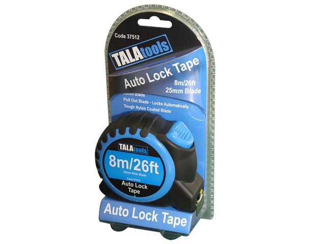 Tala 8m/26ft Auto Lock Tape Carded