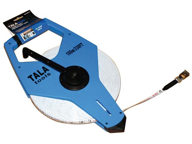 Tala 100m/330ft Fibreglass Open Frame Tape