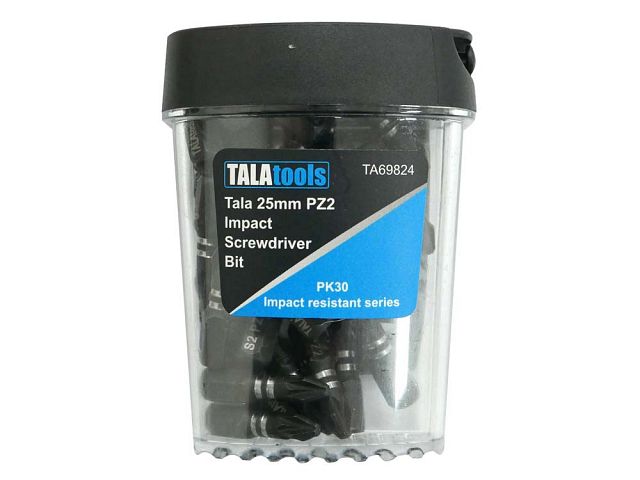 Tala 25mm Pozidriv Impact Screwdriver Bits PZ2 Pack 30