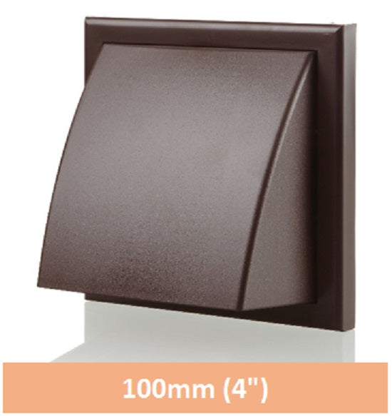 4" Wall Vent Cowled Brown 100mm