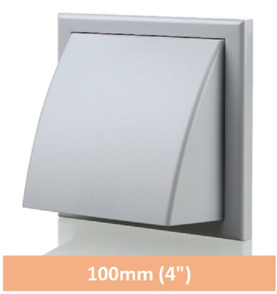 4" Wall Vent Cowled Grey 100mm