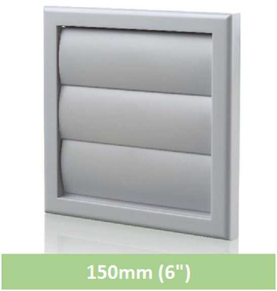 6" Wall Vent Flapped Grey 150mm