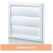 4" Wall Vent Flapped White 100mm