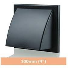4" Wall Vent Cowled Black 100mm