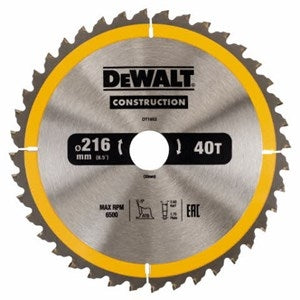 Dewalt 216mmx40T Construction Circular Saw Blade