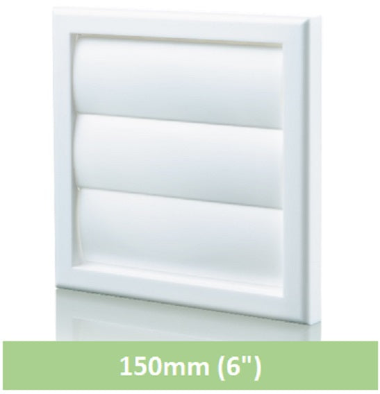 6" Wall Vent Flapped White 150mm