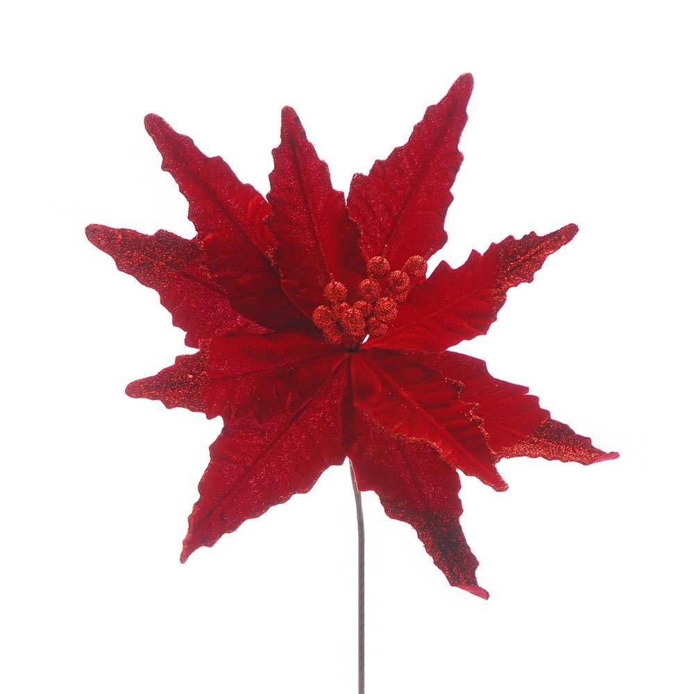 51cm Poinsetta Stem Classic Red