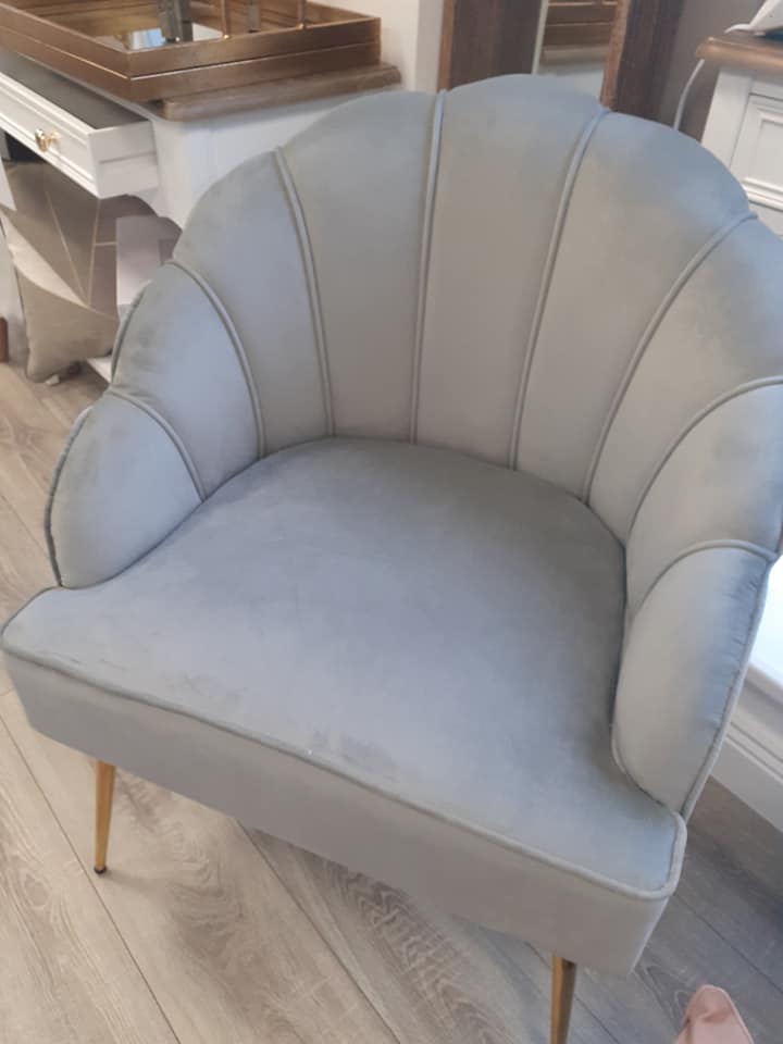 Shell Arm Chair Light Grey/Gold Legs