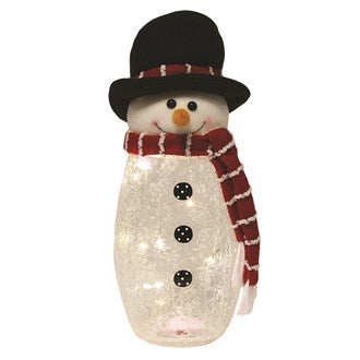 LED Crackle Snowman 38cm