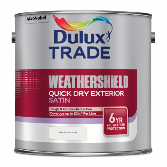 Dulux Weathershield Quick Dry Exterior Satin Pure Brilliant White 2.5L