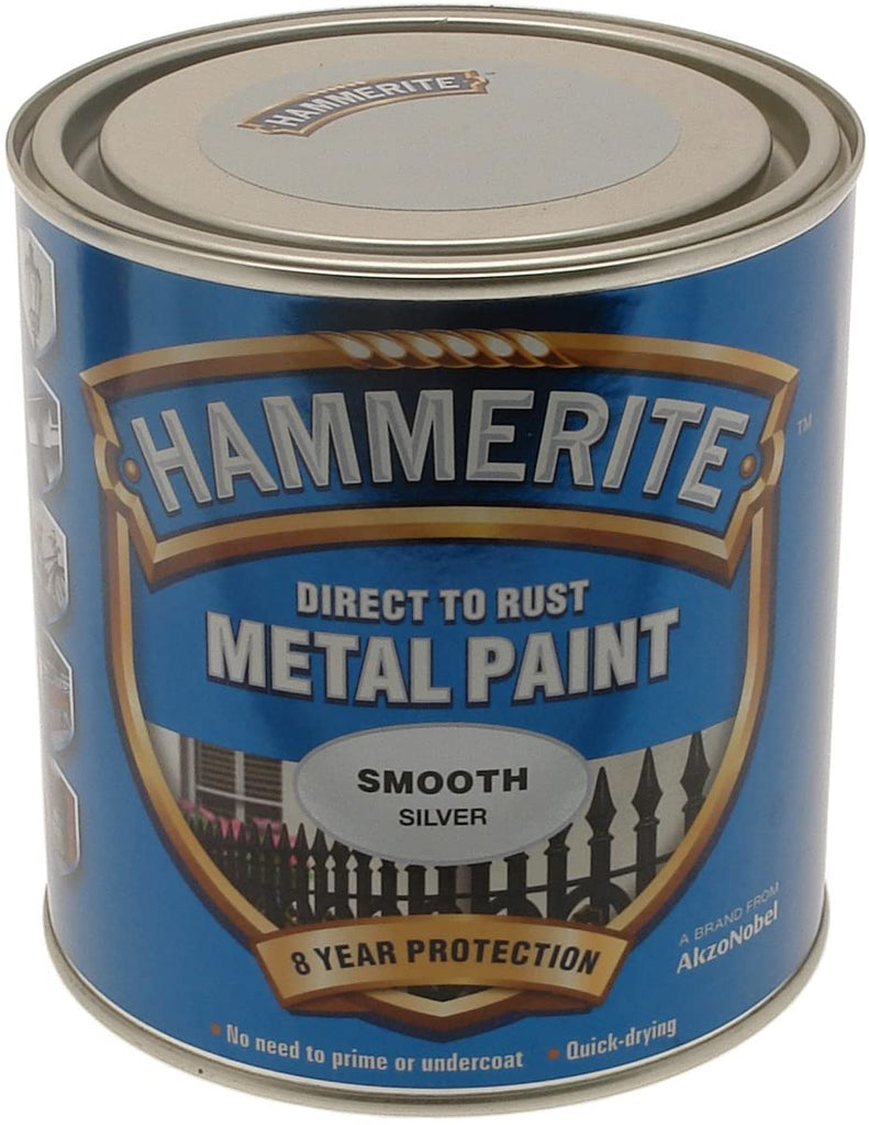 Dulux Hammerite Metal Paint Smooth Silver 33% Free 1L
