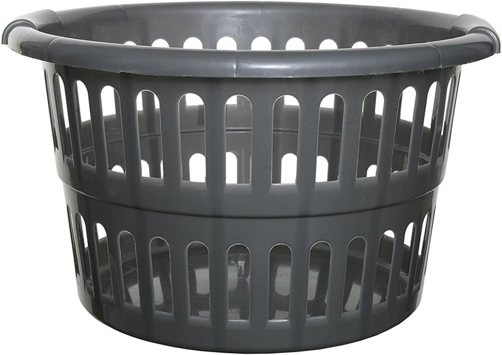 Whitefurze Round Laundry Basket Silver