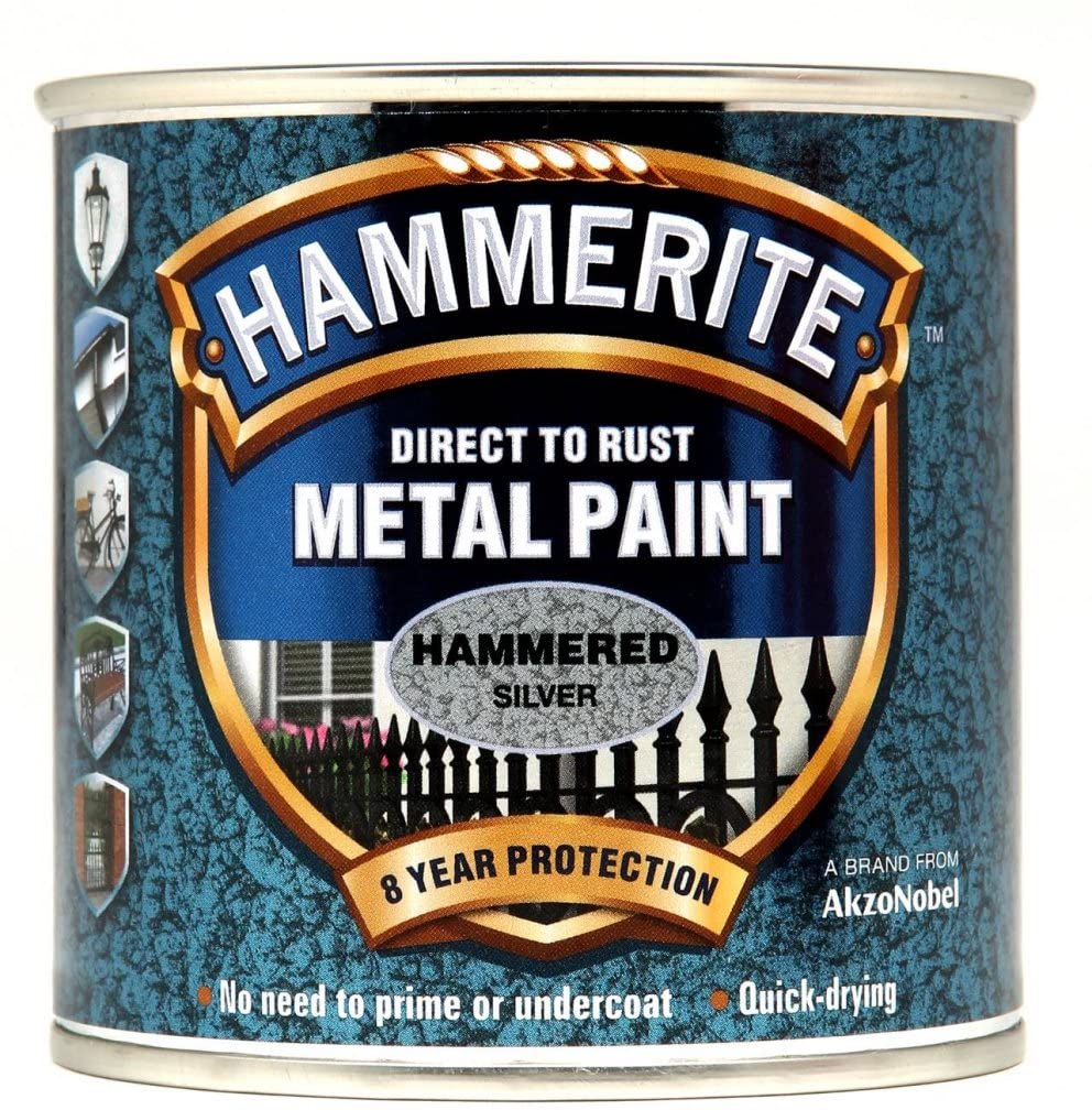 Dulux Hammerite Metal Paint Hammered Silver 250ml