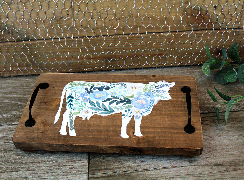 Floral Cow Tray