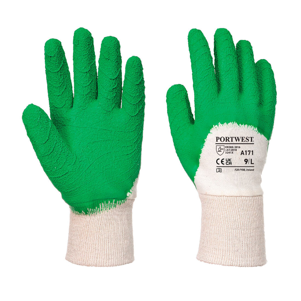 Portwest Open Back Latex Gloves White/Green
