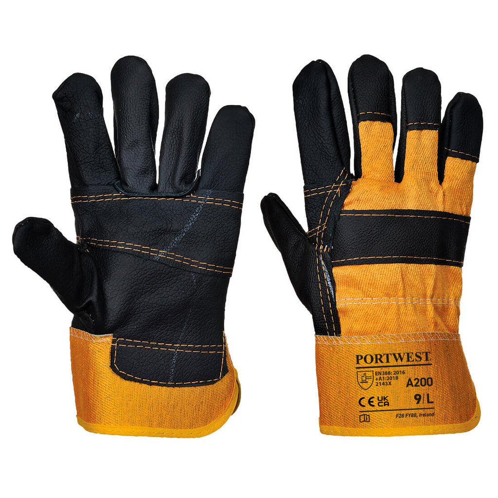 Portwest Furniture Hide Glove Yellow/Black Extra Large