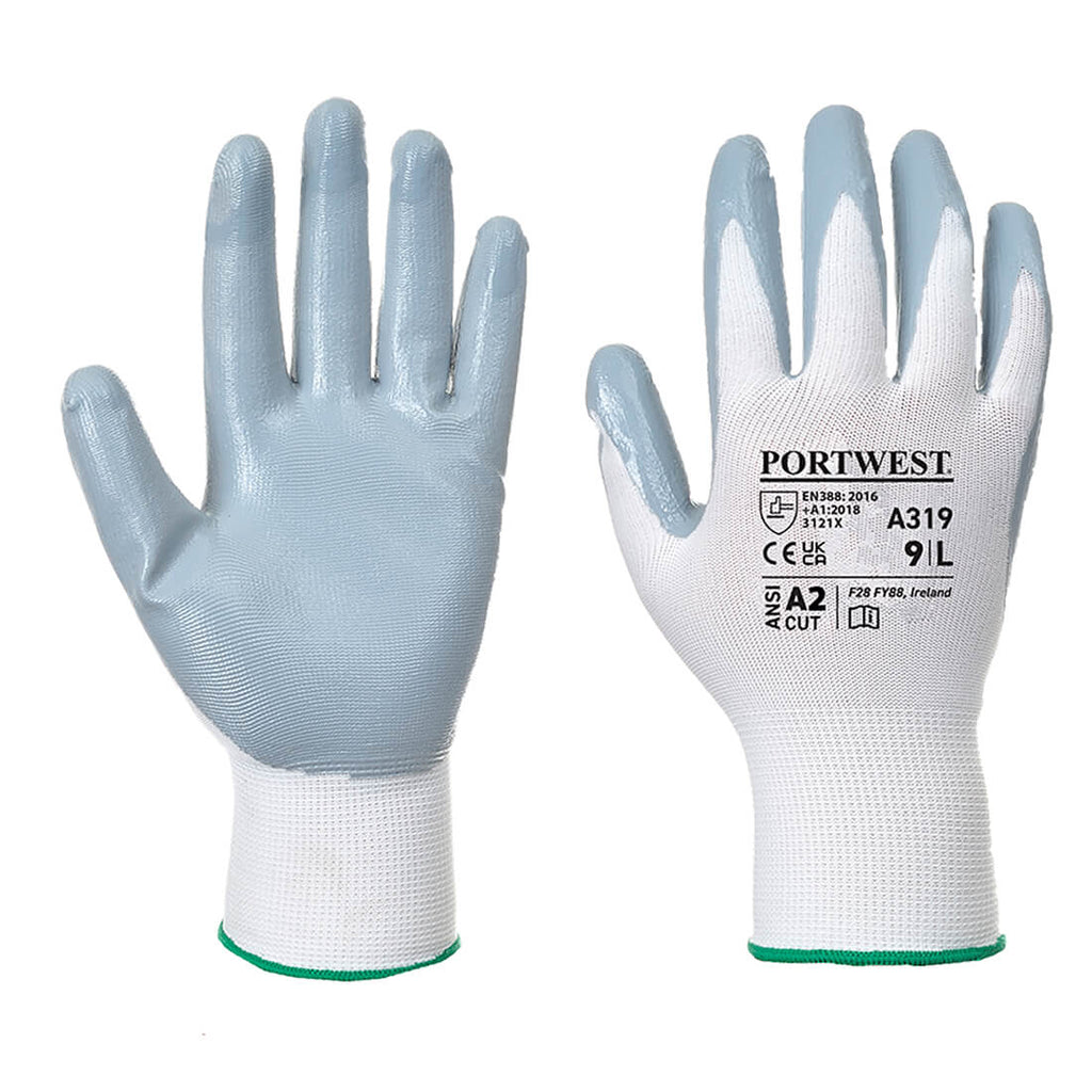 Portwest Flexo Grip Nitrile Glove Grey/White