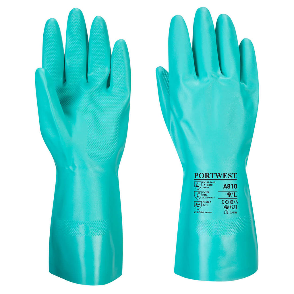 Portwest Nitrosafe Chemical Gauntlet Glove Green