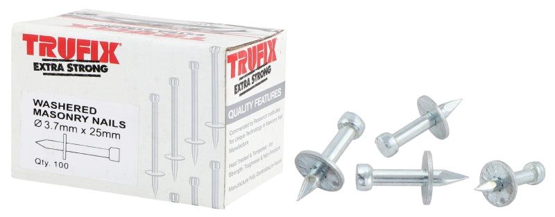Trufix Washered Masonry Nail 3.7 x 40mm 100PCS