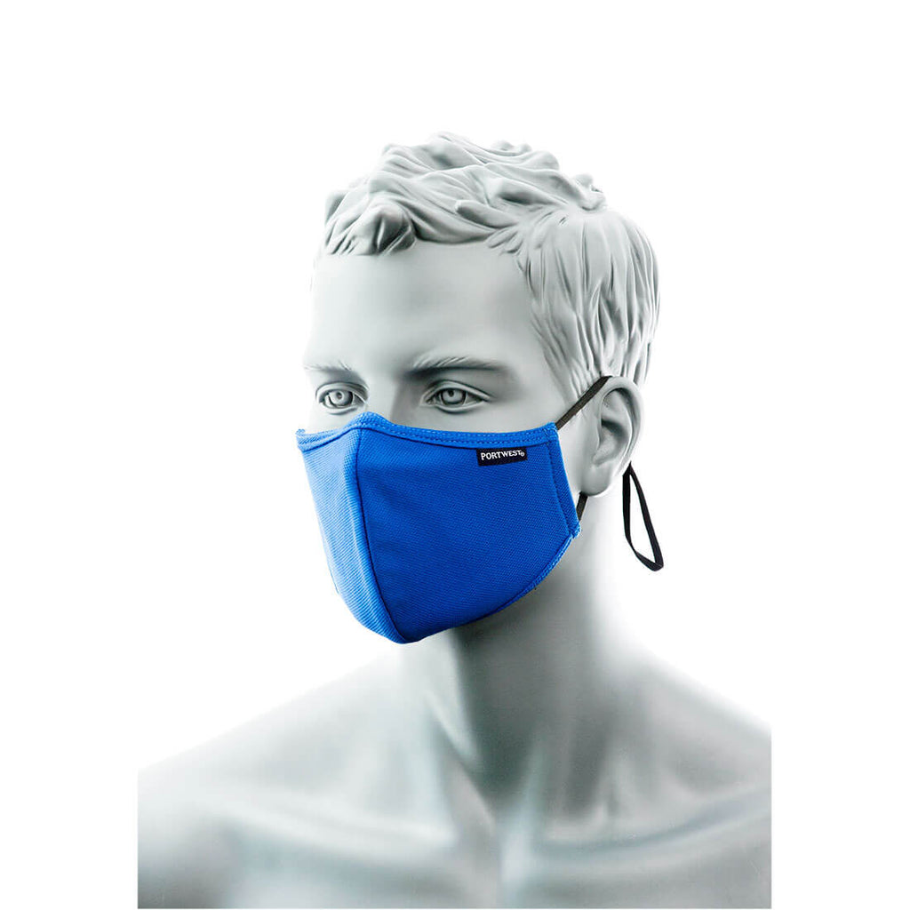 Portwest 2-Ply Anti-Microbial Fabric Face Mask with Nose Band