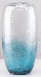 Bubbles Glass Vase Aqua Blue 34cm