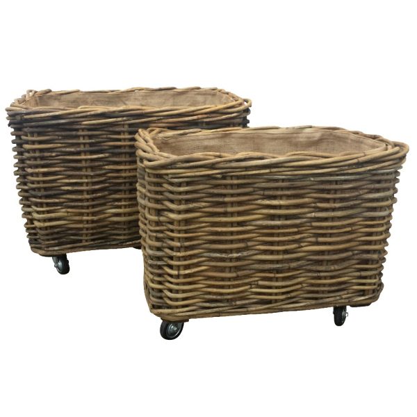 Rectangle Baskets With Wheels & Liner