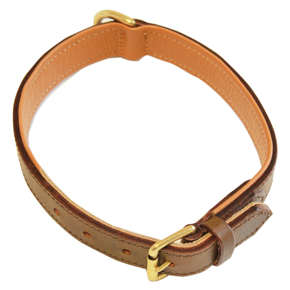 Brown Leather Padded Collar 16mm x 40cm