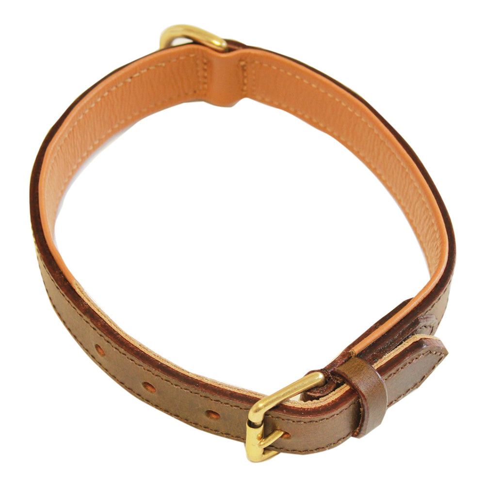 Brown Leather Padded Collar 20mm x 45mm