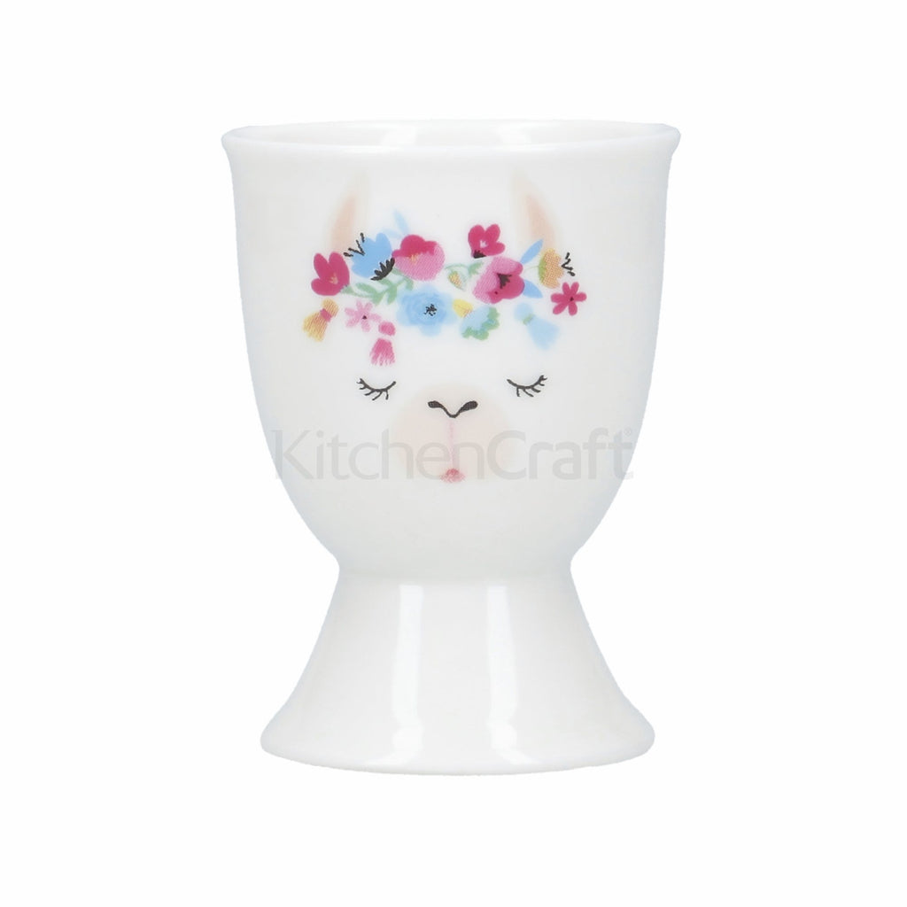 KitchenCraft Floral Llama Egg Cup Porcelain