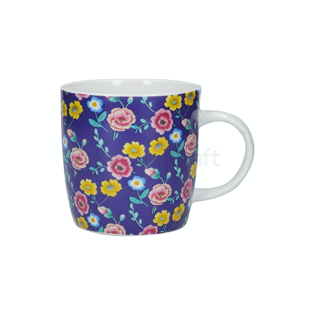 KitchenCraft Barrel Mug Navy Floral 425ml