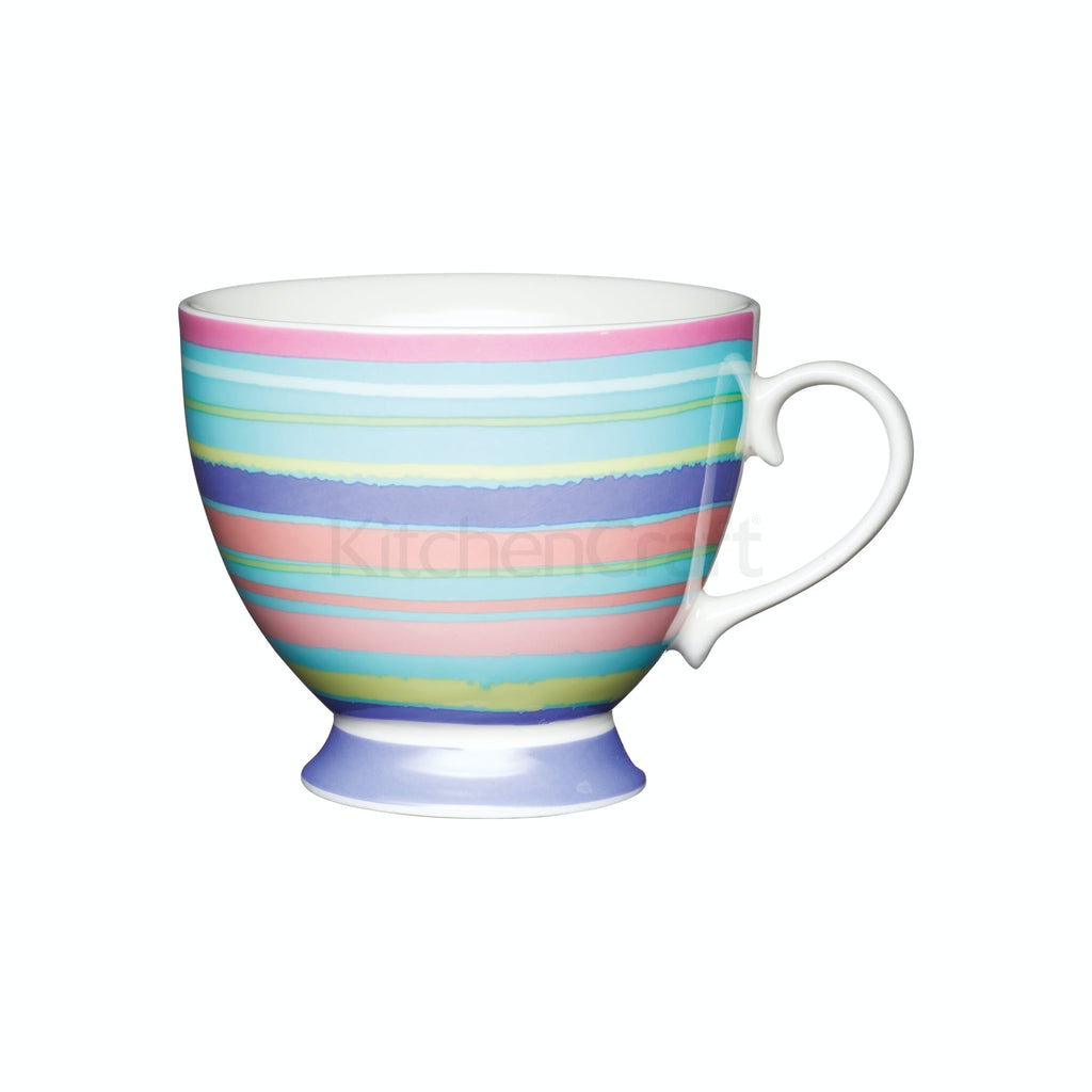 KitchenCraft Footed Mug Bright Stripe 400ml