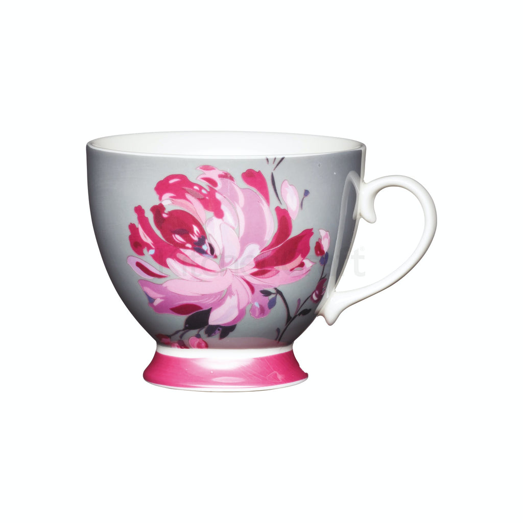 KitchenCraft Footed Mug Pink Flower 400ml