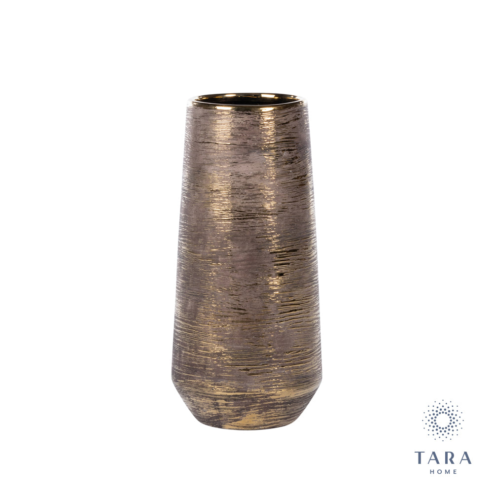 Ancona Ceramic Vase Linear Gold 33cm