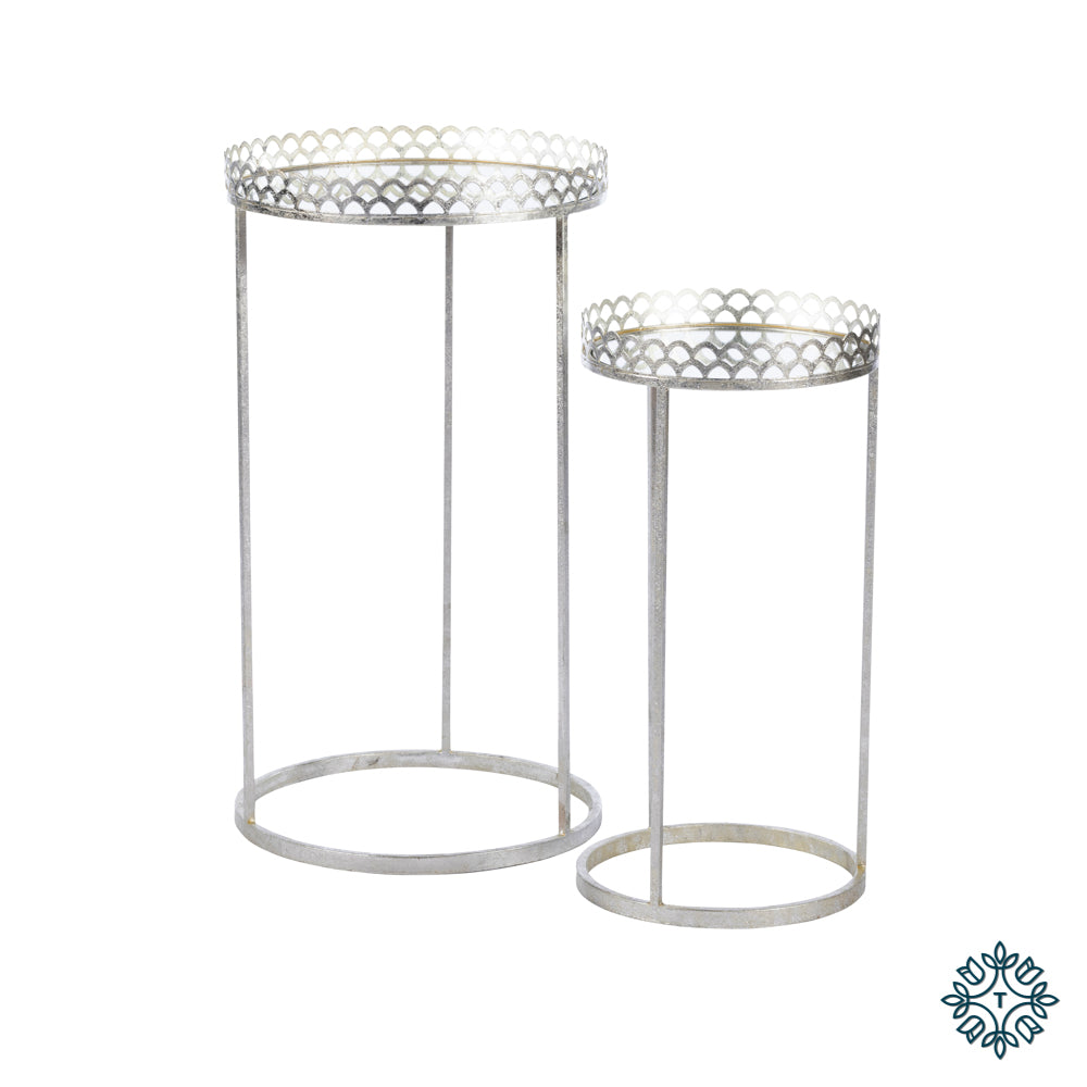 Ridgley Set of two Accent Tables round Mirrored Silver