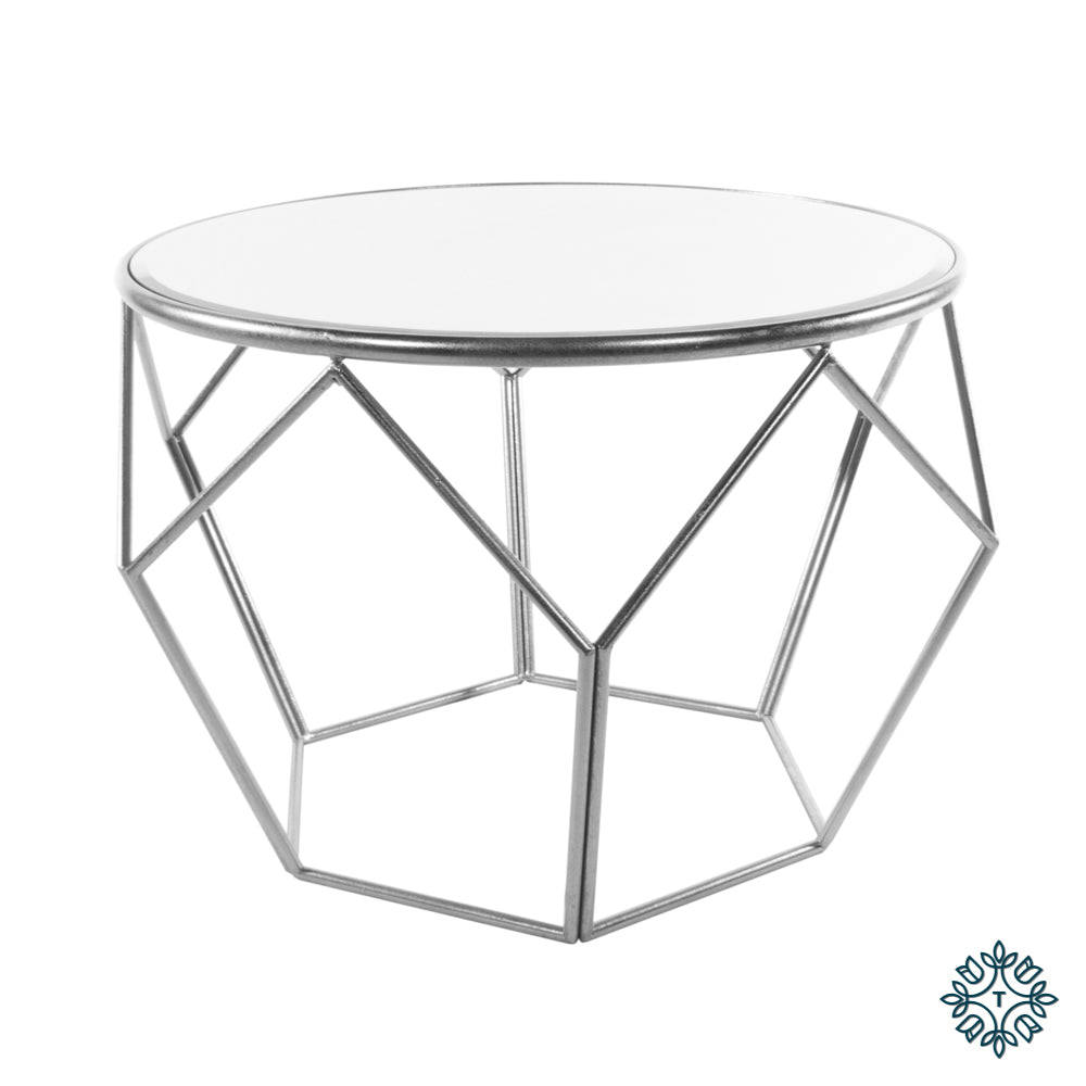 Geometric End Table Mirrored Silver