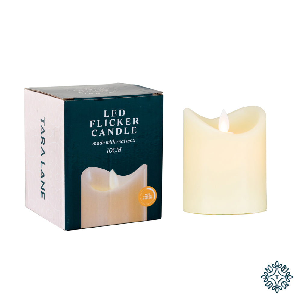 Flicker LED Candle with 5hr Timer Ivory 10cm