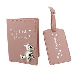 Button Corner Pink My First Passport & Luggage Tag